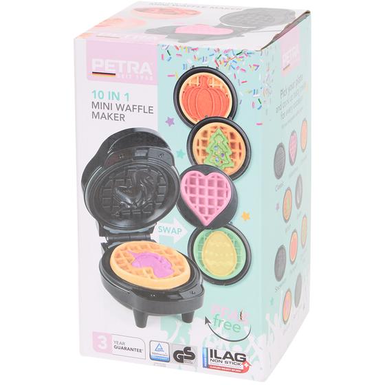 Petra 10-in-1 mini waffle maker in packaging