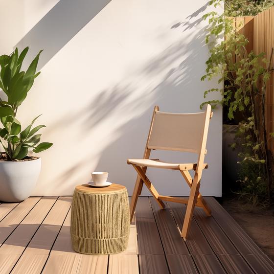 Wooden side tables - in the garden
