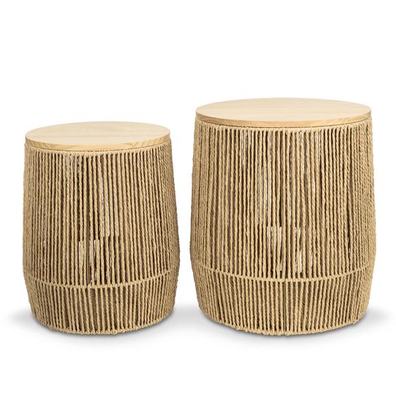 Wooden side tables - set of 2 covered