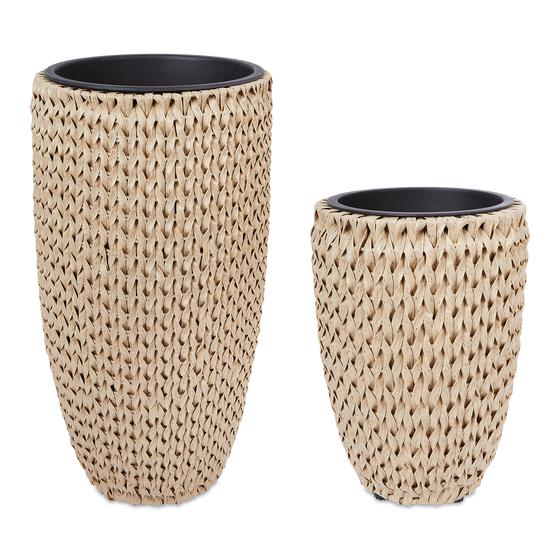 Set of 2 tall plant pots - natural