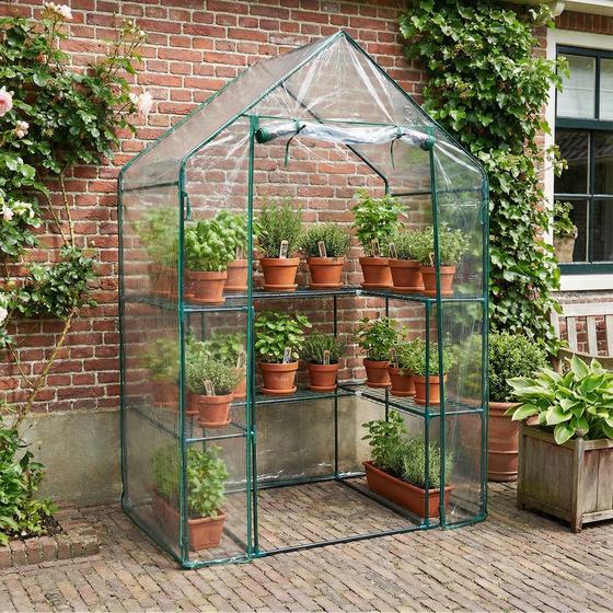 Garden greenhouse outside house
