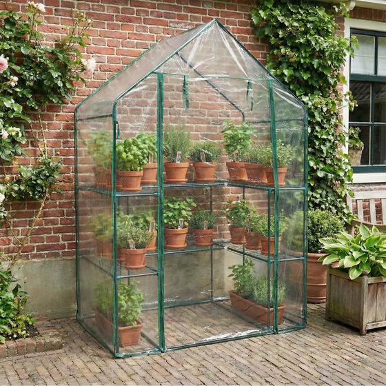 Garden greenhouse with plants