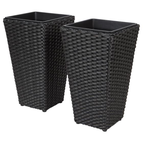 Set of 2 plant pots - black