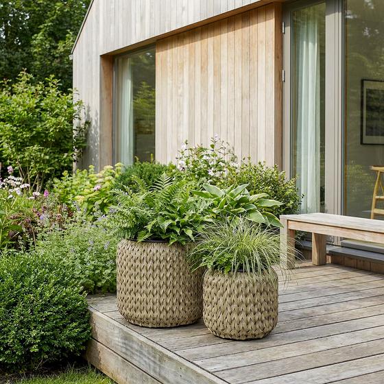 Set of 2 short plant pots - natural Ø 33 x 30 cm / Ø 45 x 42 cm