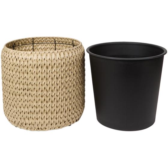 Set of 2 short plant pots - natural - with inner pot