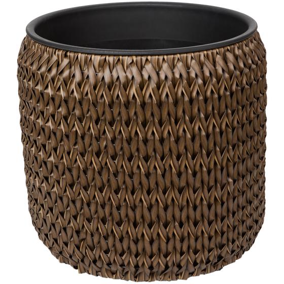 Set of 2 short plant pots - dark brown - large pot