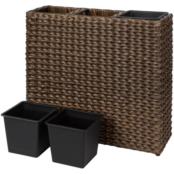 Rattan planter 3-in-1 - dark brown - removable inner pots