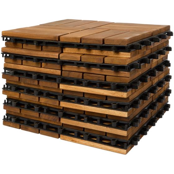 Acacia wood decking tiles - stacked