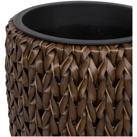 Close up of tall plant pot - brown