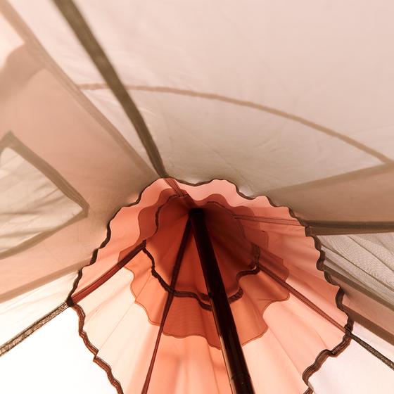 Glamping tipi tent - top of tent, interior