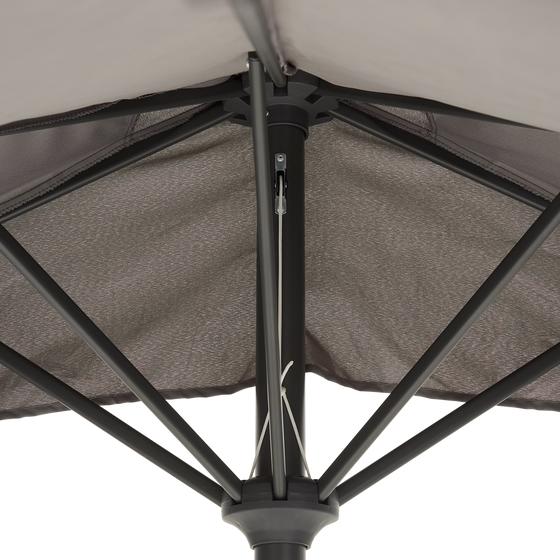 Halve (balkon)parasol close-up van de binnenkant