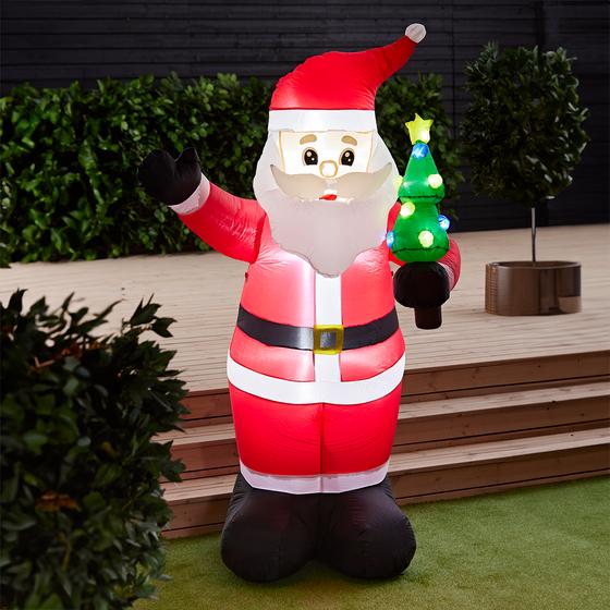 Santa inflatable 240cm with flash lights in tuin