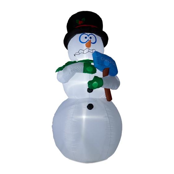 Inflatable snowman with light on