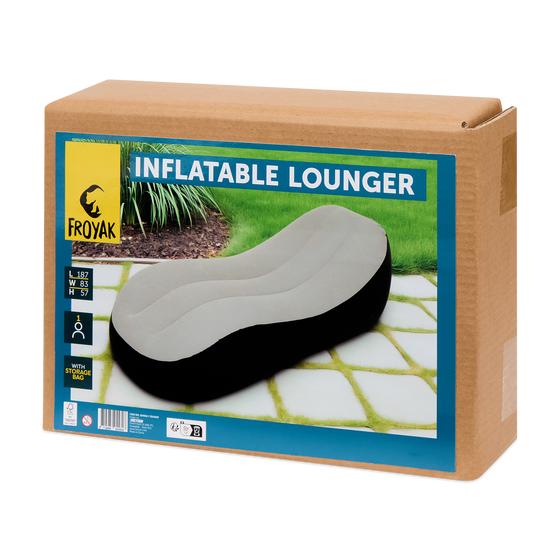 Froyak inflatable lounger in packaging