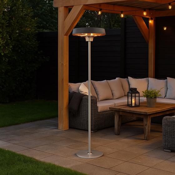 Freestanding outdoor patio heater - 50 x 50 x 210 cm - on terrace