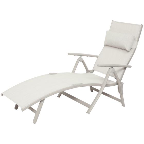 Opvouwbaar ligbed - crème-wit met kussen