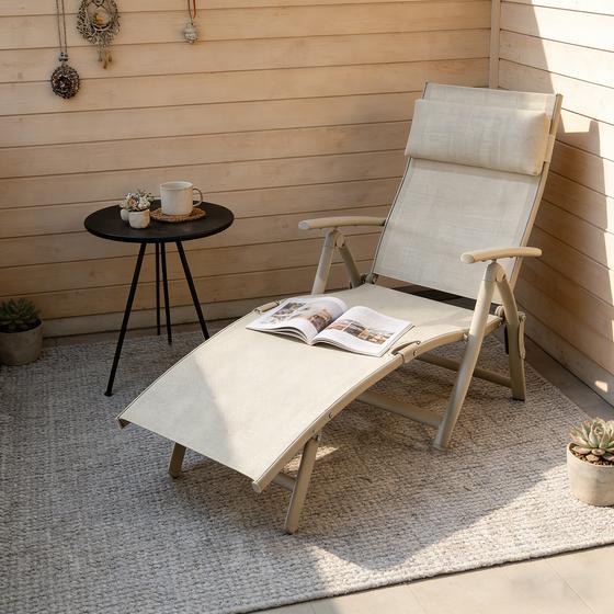 Opvouwbaar ligbed - crème-wit inspiratie tuin