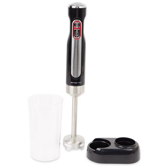 Cordless immersion blender with measuring cup and storage holder