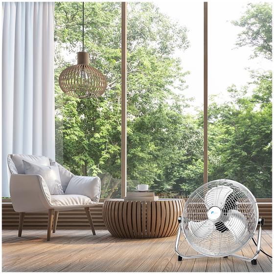 Tilting fan – Chrome Ø 30 cm in the living room