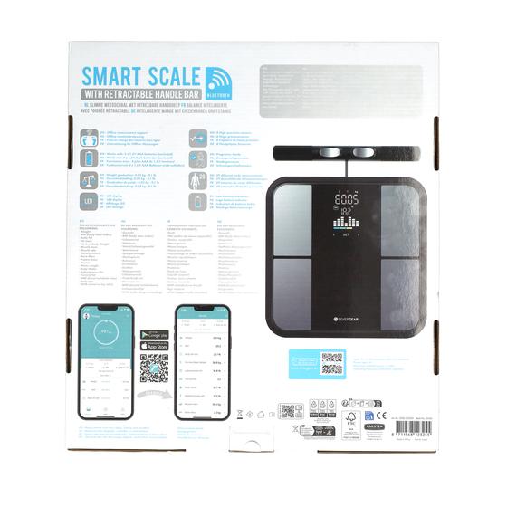 Silvergear smart scale - packaging showing specifications