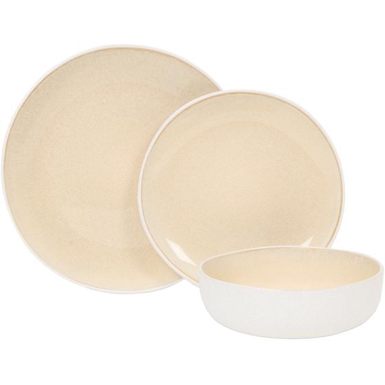 18-piece Paksos dinner set in sand/white - 3 pieces