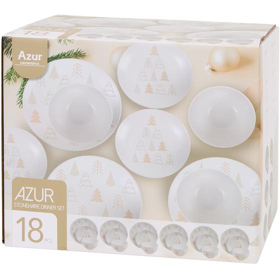 Christmas dinnerware set with Christmas tree – cream white – in packaging