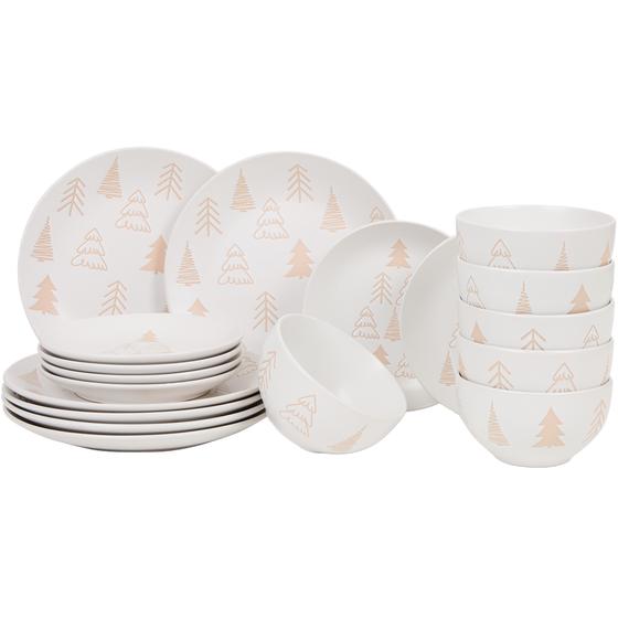 Christmas dinnerware set with Christmas tree – cream white