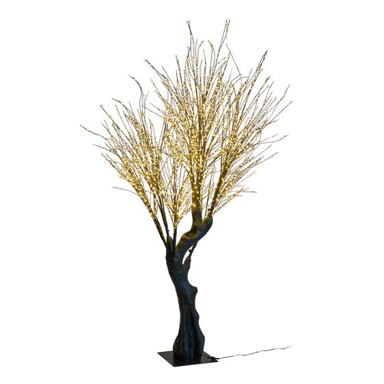 Light tree with gold-coloured LED lights - lights switched on side view