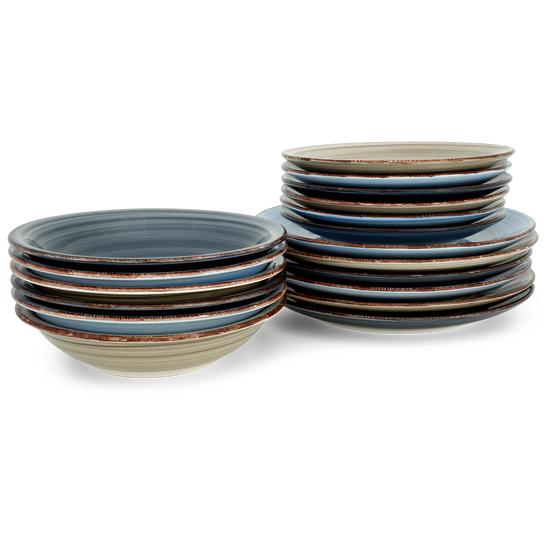 Plate set Azur 18-piece set | 6 persons stacked besides eachother