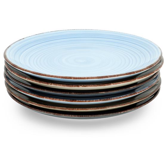 Service Azur pile of big plates