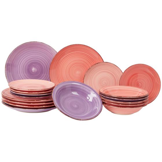 Plate set - Pink 18 pieces | 6-person