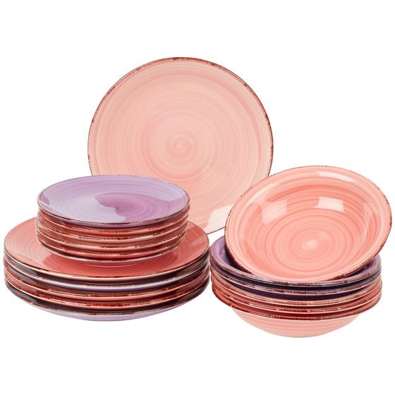 Plate set - Pink 18 pieces