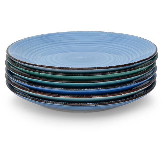 Service Curaçao - bleu pile of big plates