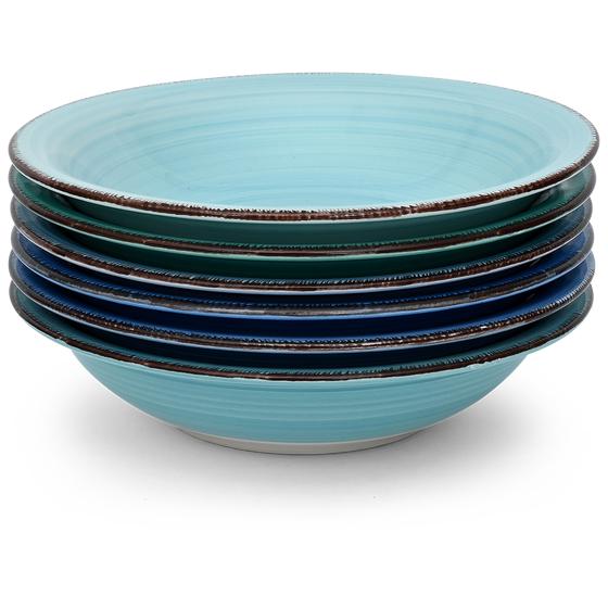 Service Curaçao - bleu pile of deep plates