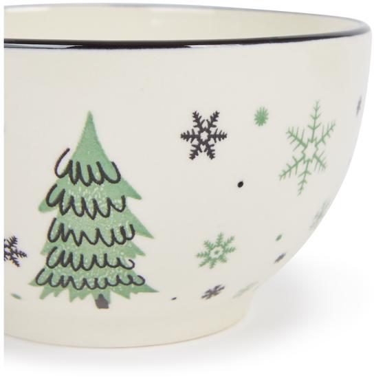 Green plate set Snowflake front of bowl