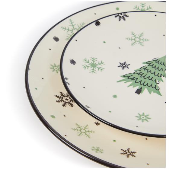 Green plate set Snowflake side of plates