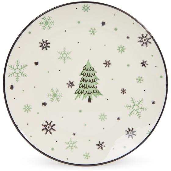 Groen bordenset Snowflake bovenzijde groot bord