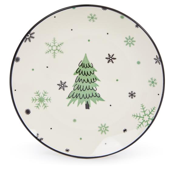 Plate set Snowflake - green - dinner plate top view
