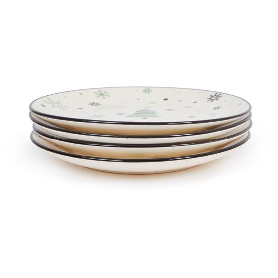 Green plate set Snowflake plates stacked