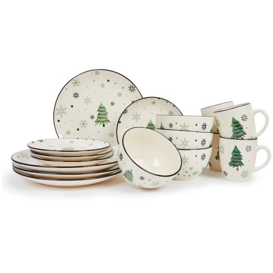 Plate set Snowflake - green