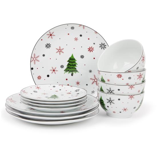 Plate set Christmas tree - red  - full set without cups