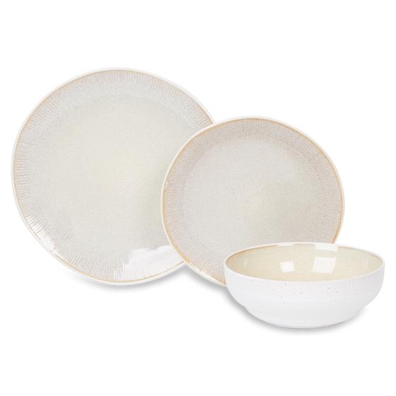 Dinner set with reactive glaze - sand - overview