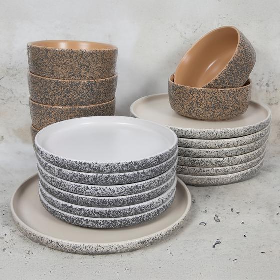 18-piece dinner set with speckled pattern - complete set