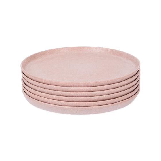 18-delige dinnerset - pastel roze ontbijtborden opgestapeld