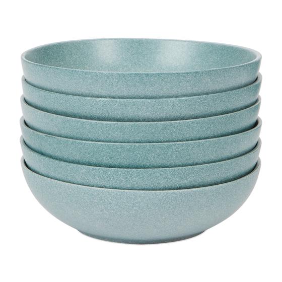 18-delige dinnerset - pastel groen kommen opgestapeld