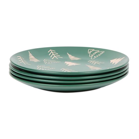 4 grandes assiettes vert sapin