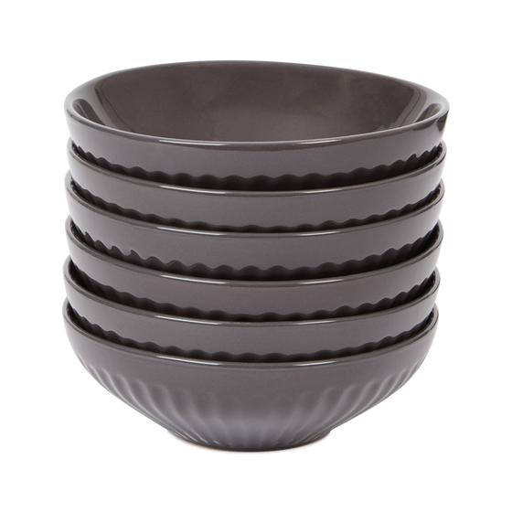 Shiny dinner set - grey - bowls stacked