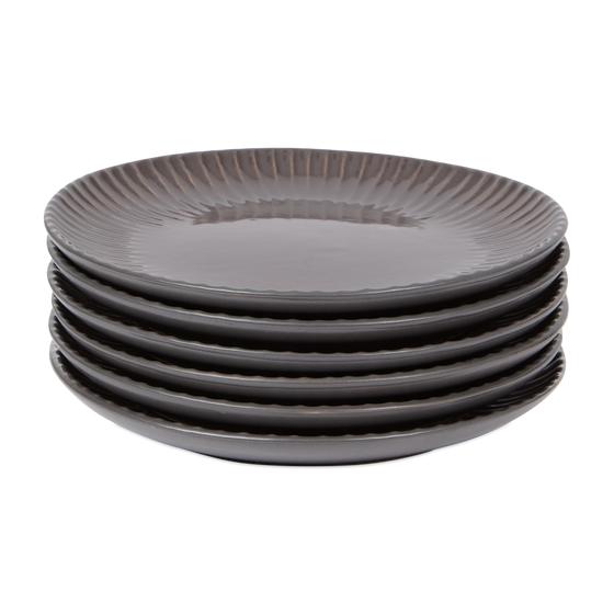 Shiny dinner set - grey - side plate stacked