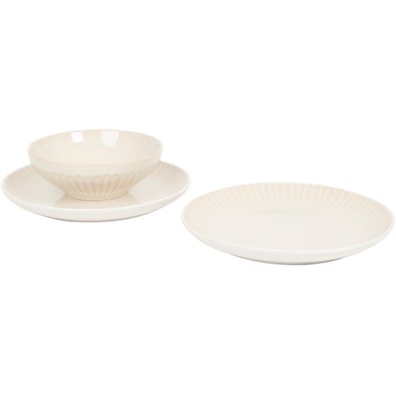 Shiny dinner set – beige – side plate, bowl and dinner plate