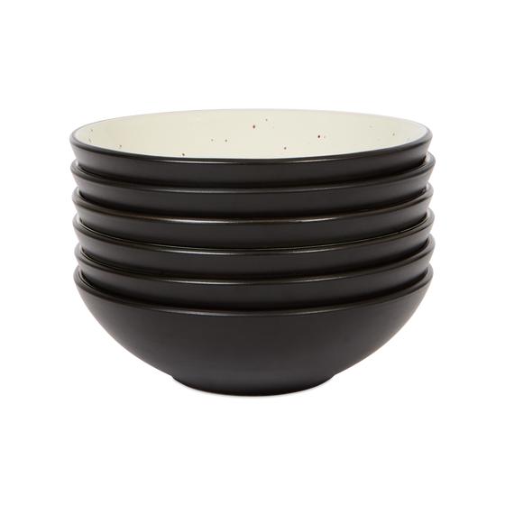 Speckled dinner set - Black with Christmas tree bowls stacked